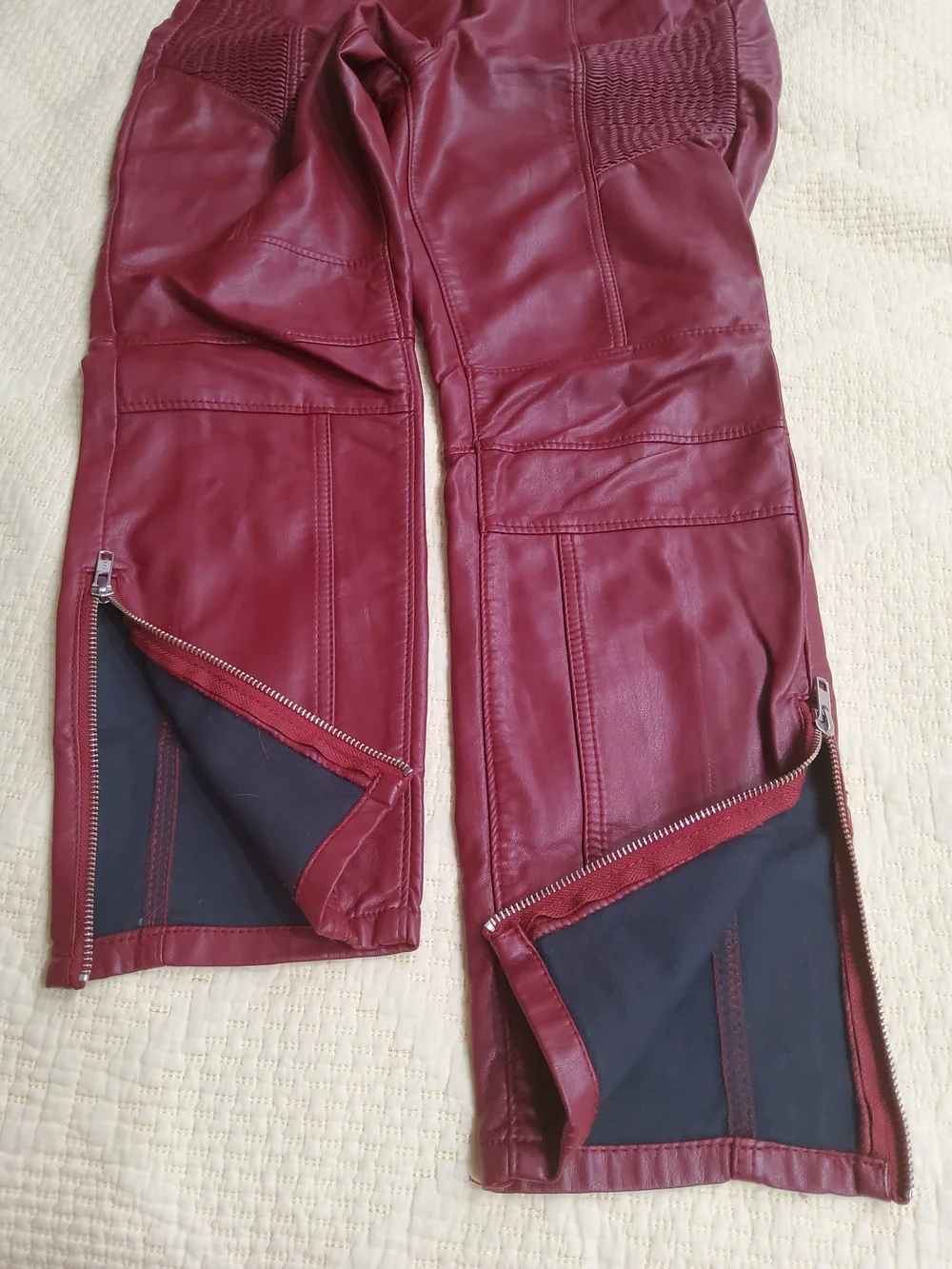 Free People Kaelin Burgundy Faux Leather Moto Cropped Pants